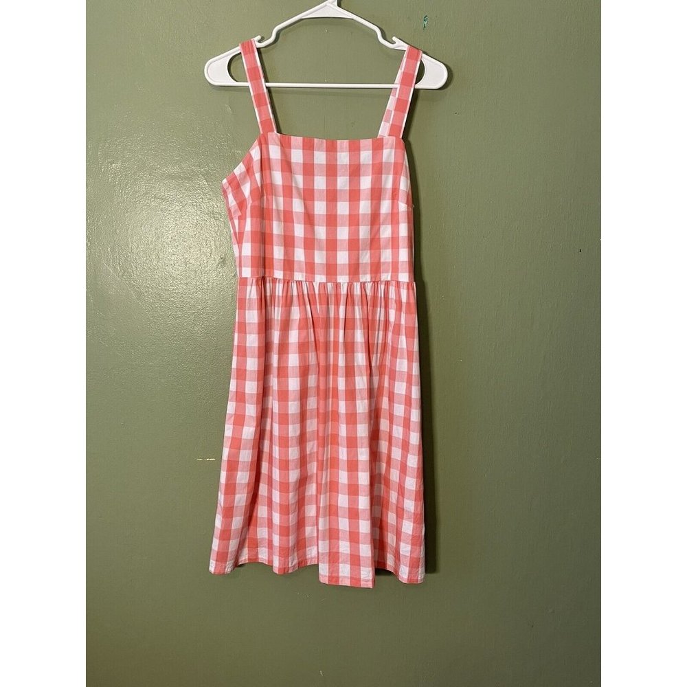 J. by J. Crew Gingham Sundress Pink and White Sz Small  Smocking Back Sleeveless